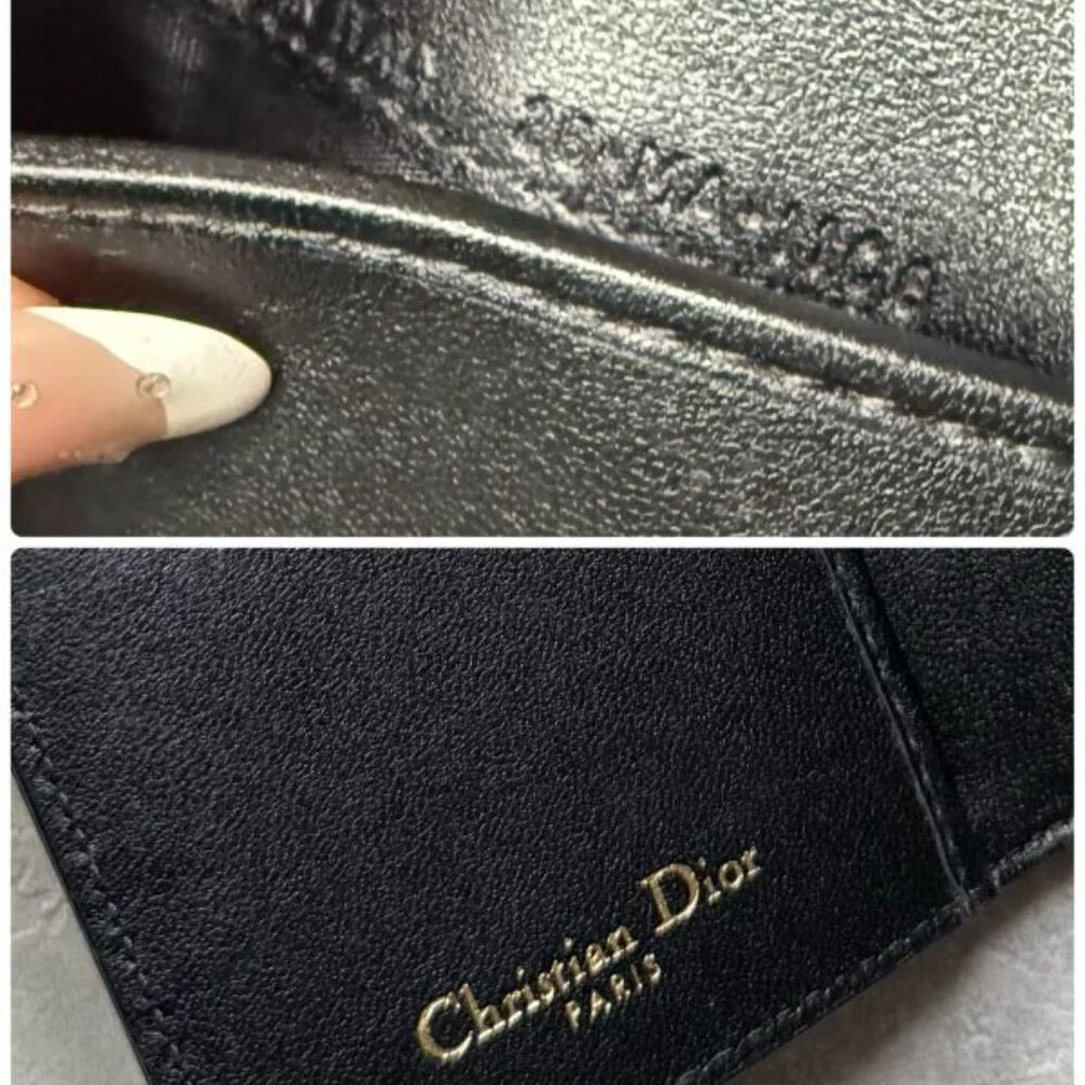 Christian Dior Ama Patent Leather Fold Wallet Card Case Coin Case Compact Wallet